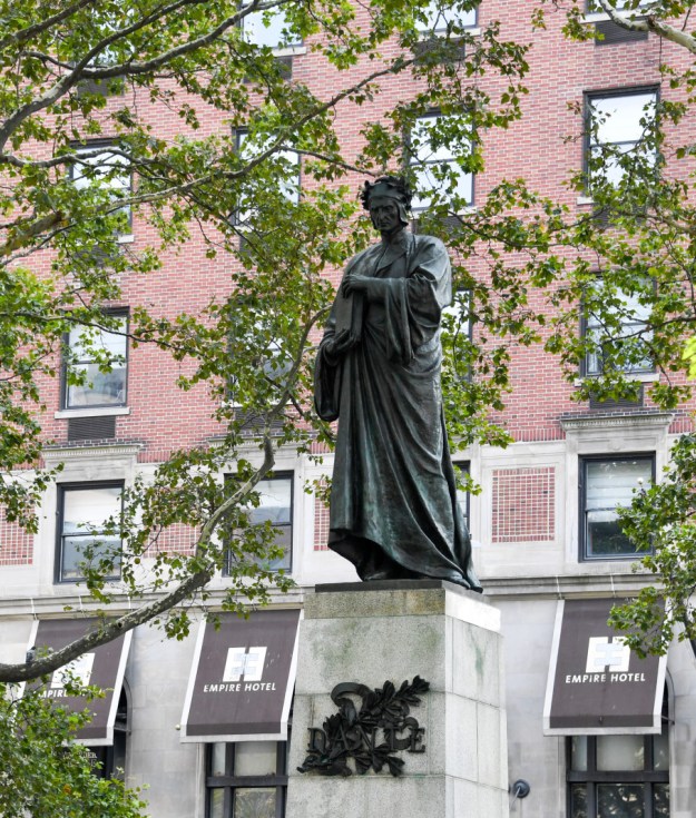 The Dante statue by Ettore Ximenes in Dante Park, opposite Lincoln Center.
