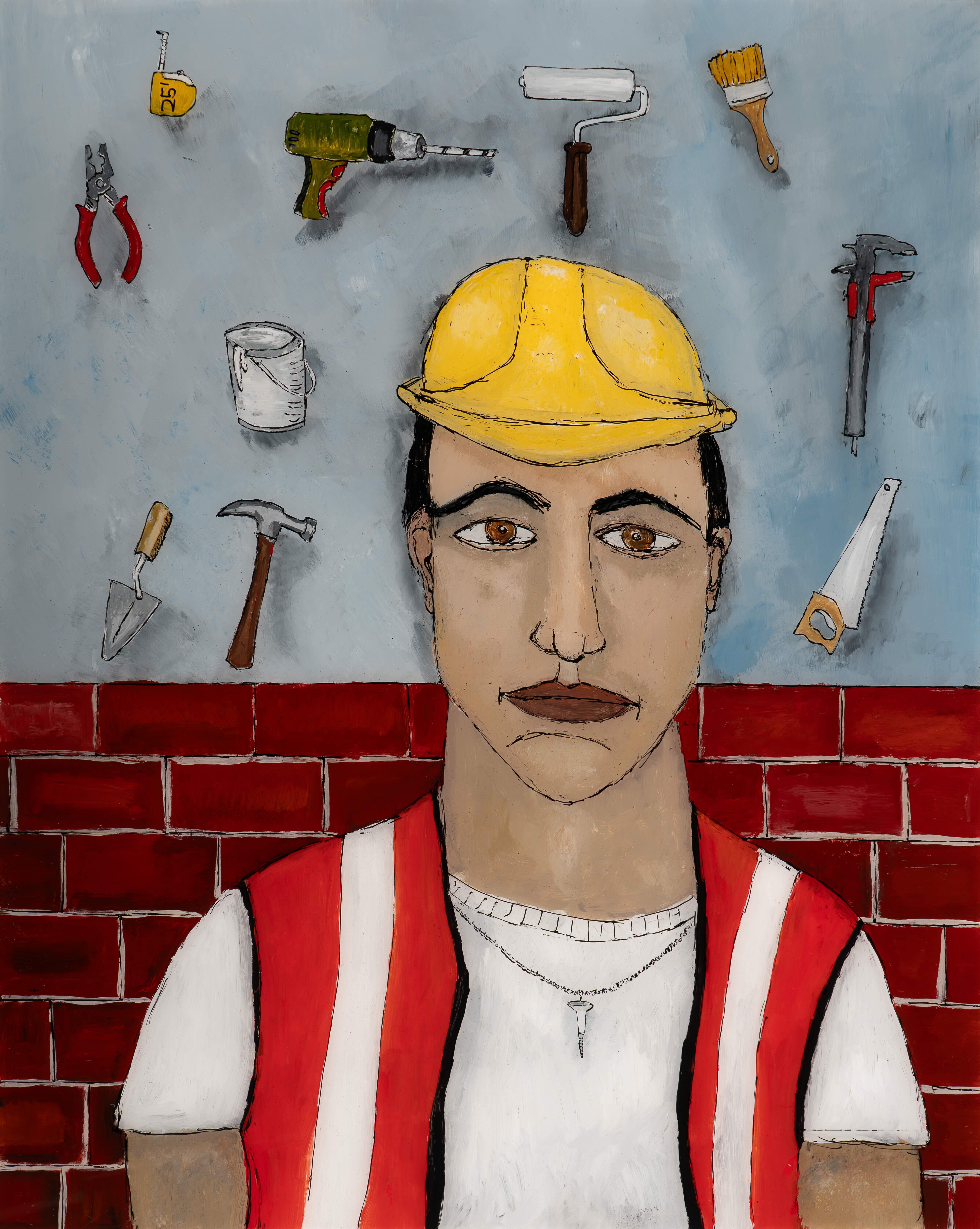 "I Built Your House," by Gabriele Raacke, acrylic on glass, 20" x 16"