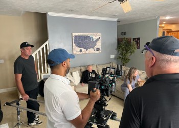 James F. Comley on set of the film 