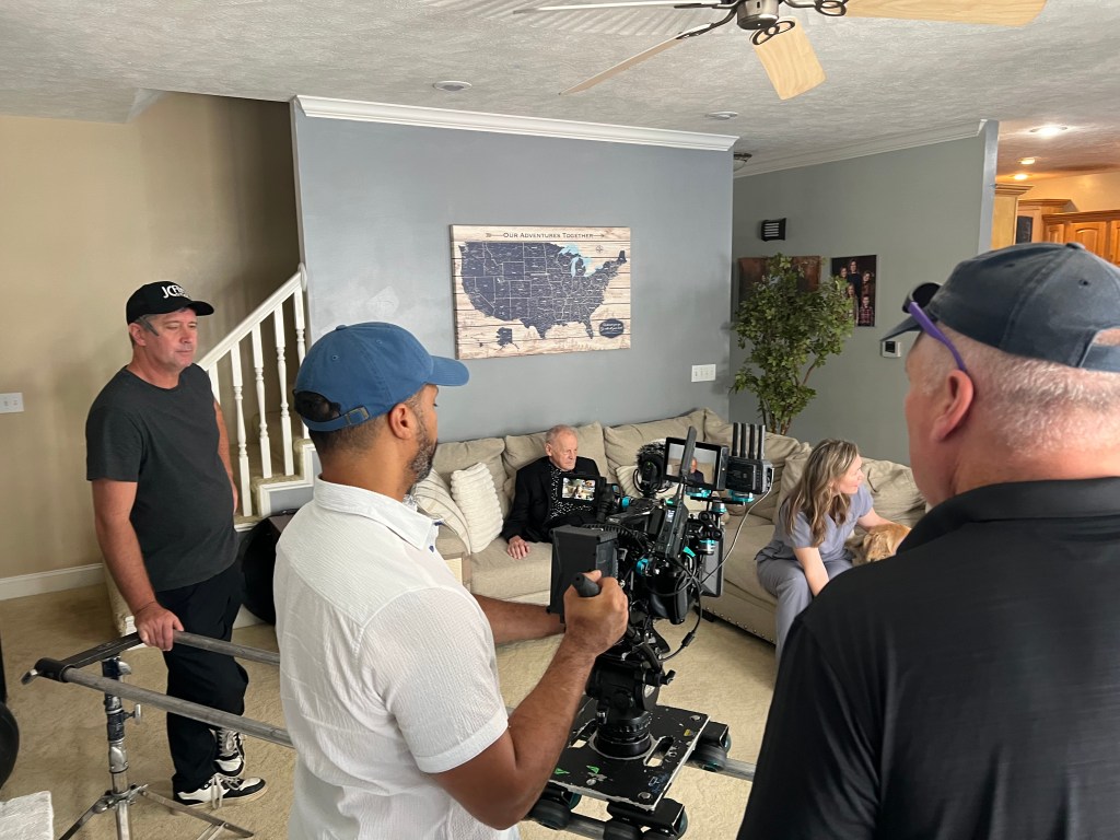 James F. Comley on set of the film 