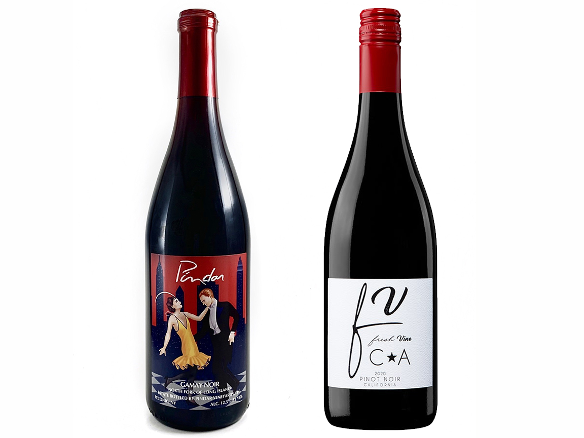 Light-bodied reds: 2020 Gamay Noir from Pindar Vineyards and the 2020 Fresh Vine Wine Pinot Noir