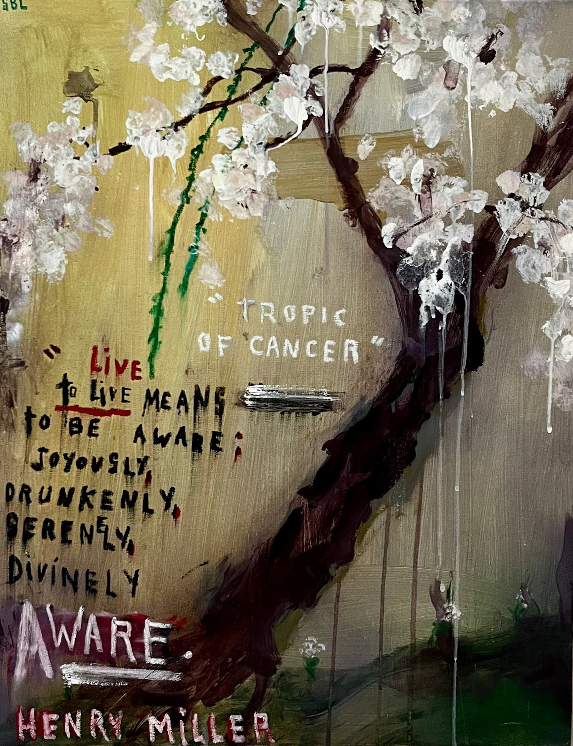 Stephanie Brody Lederman "Tropic of Cancer," 28x22 inches, oil, part of the Banned Book Project