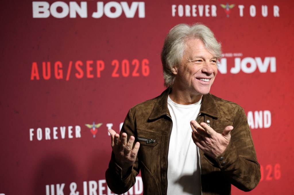 Singer Jon Bon Jovi attends a photo call at Wembley Stadium in London, Britain, October 24, 2025.
