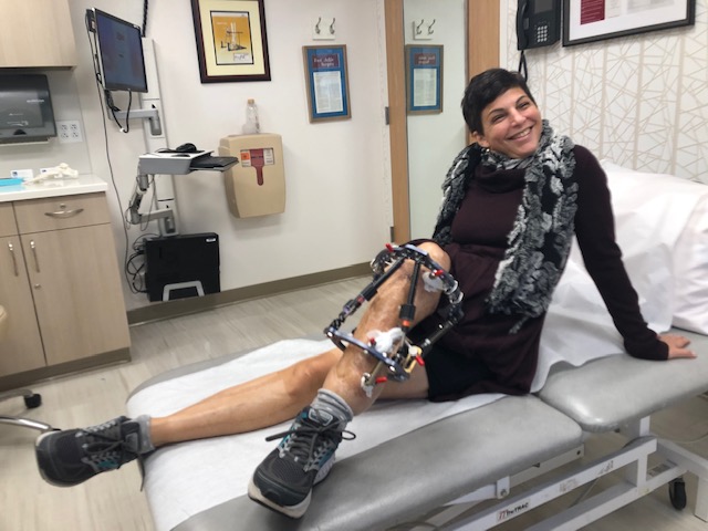 Amy Jordan following leg surgery