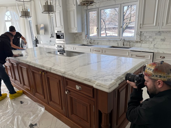 A private residence, countertop and backsplash refinished and sealed by Cornerstone Restorations