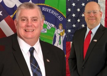 L.-R.: Riverhead Town Supervisor Tim Hubbard and Jerry Halpin