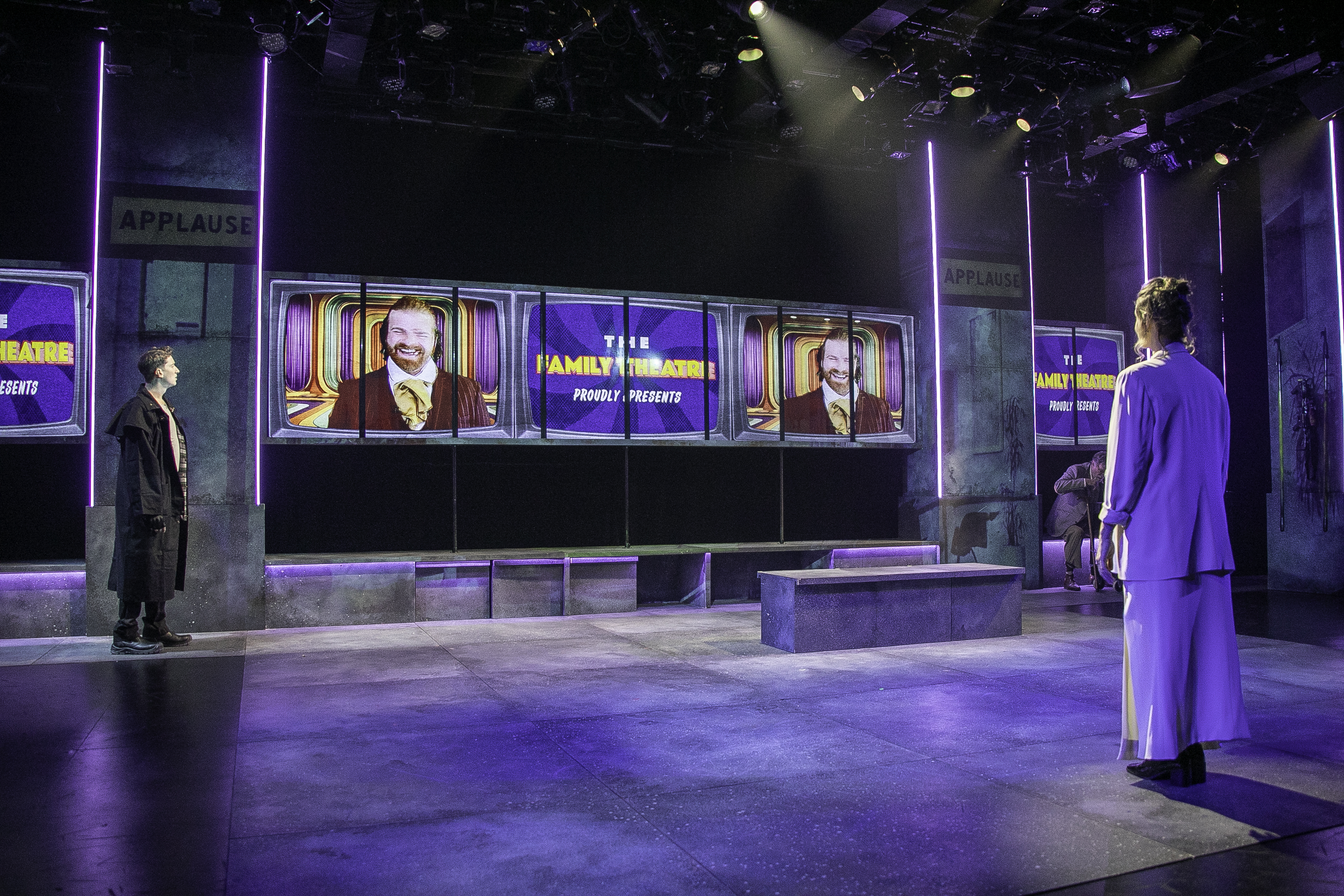 John Kroft, Dan Pavacic, Daniela Mastropietro, Matthew Conlon in "Fahrenheit 451" at Bay Street Theater