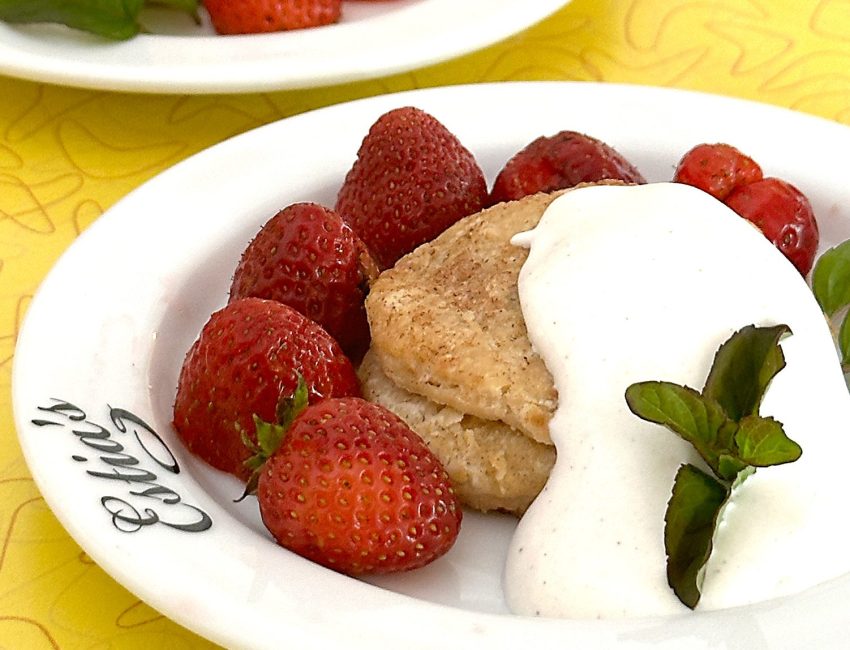 Estia's Little Kitchen Cinnamon Biscuits with Strawberries and Cream