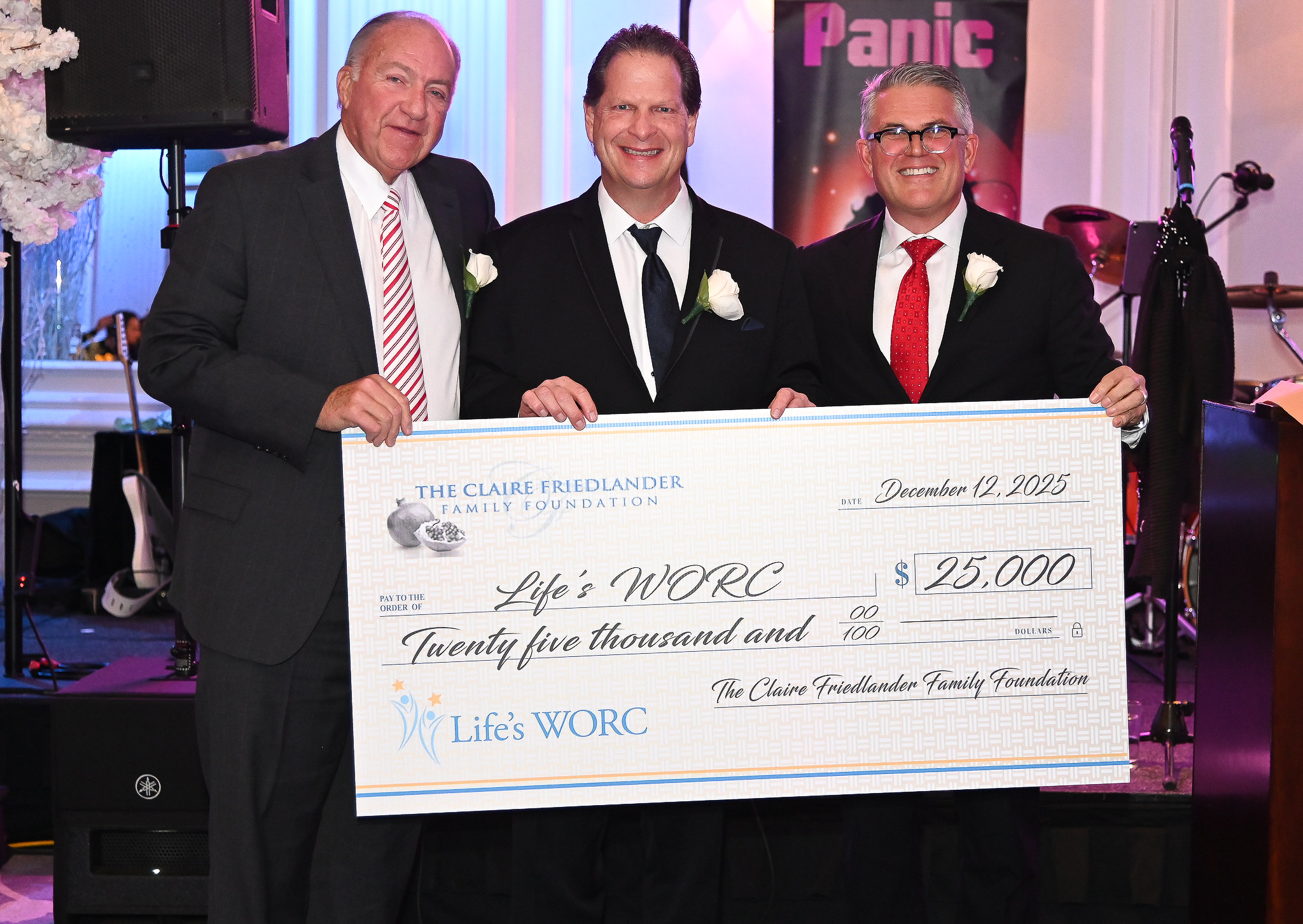 Frederick Johs, John Pfeifer & Board Member Peter J. Klein who presented a $25,000 contribution from the Claire J. Friedlander Family Foundation in honor of Frederick Johs