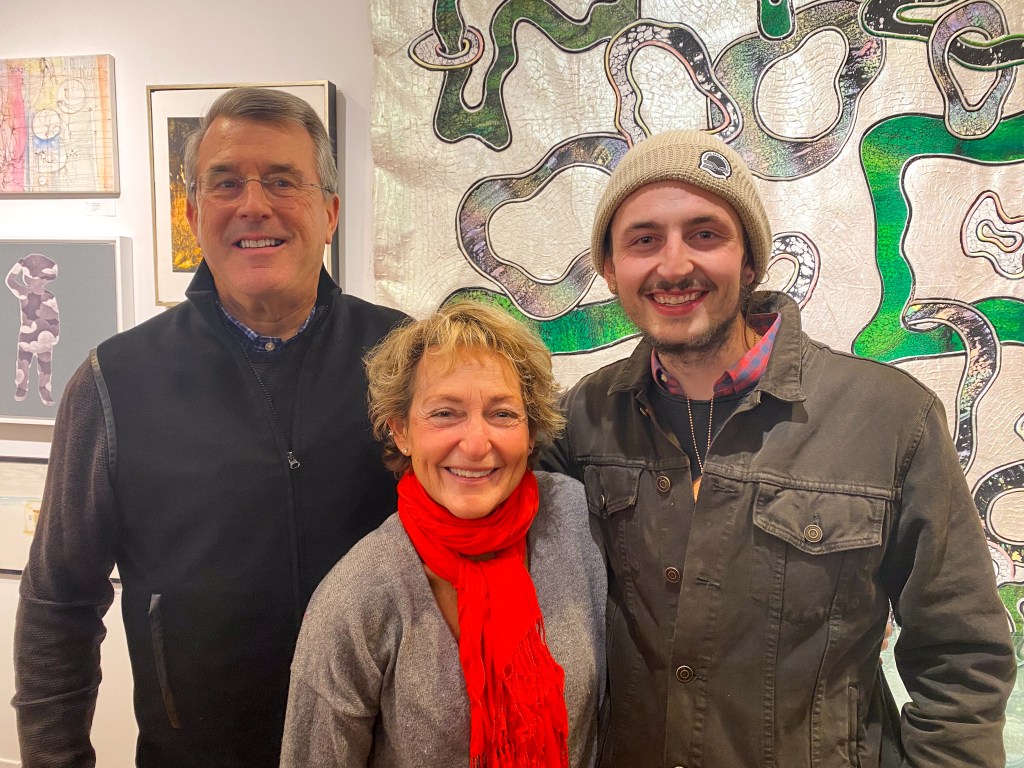 The Lucore Art owner Christopher Lucore (right) with parents Paula and Charles Lucore
