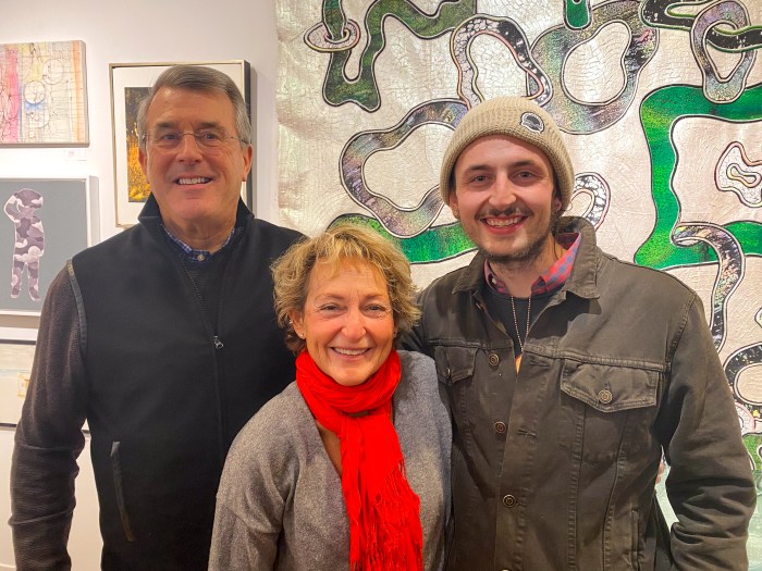 The Lucore Art owner Christopher Lucore (right) with parents Paula and Charles Lucore