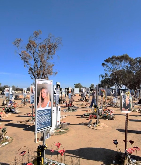 Nova Music Festival site memorial including photos of people killed in Oct. 7 attack (Sammie Orih) in Israel