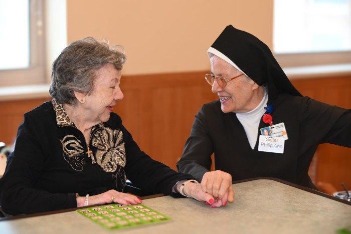 A Carmelite resident with Sister Philip Ann