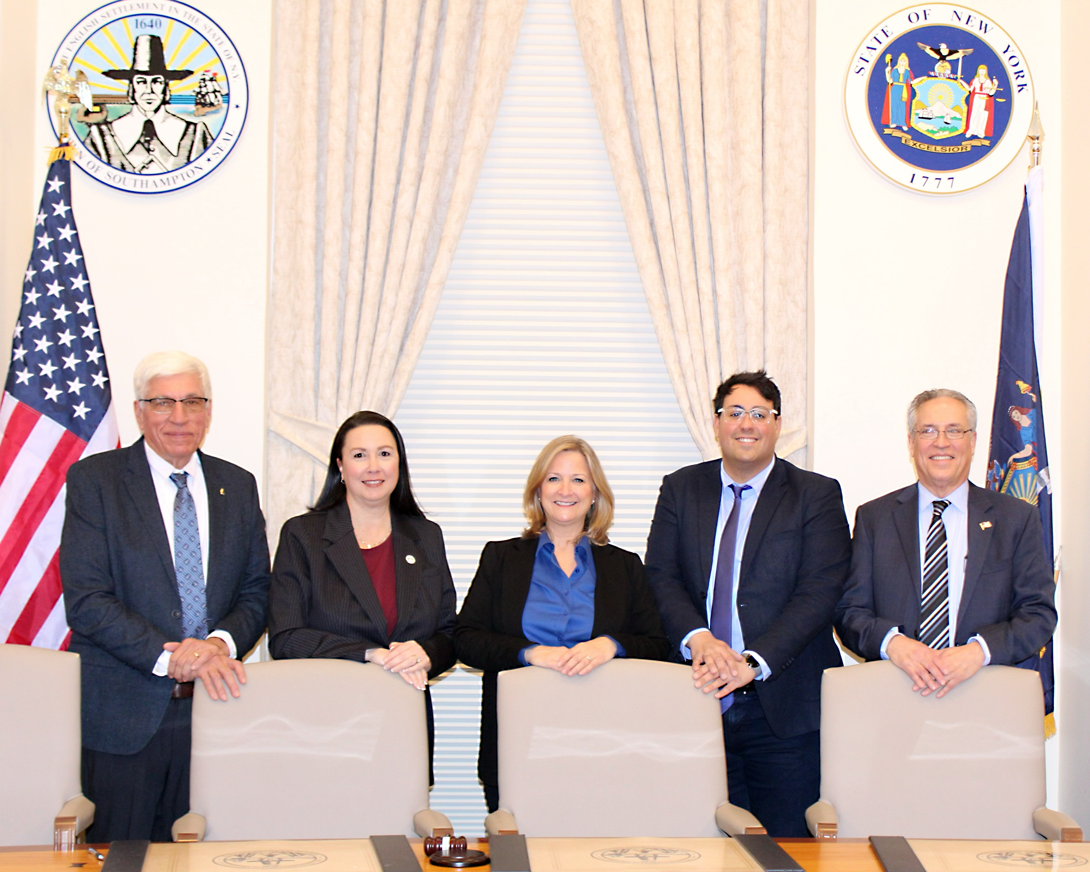 Southampton Town Councilman William Pell IV, Councilwoman Cyndi McNamara, Supervisor Maria Z. Moore, Councilman Michael A. Iasilli, and Councilman Thomas Neely.