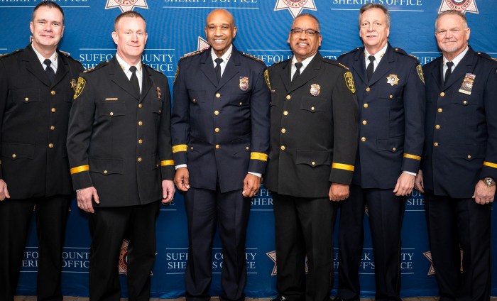 Chief Deputy Brockmeyer, Deputy Heavy, Suffolk County Sheriff Toulon, Deputy Taylor, Chief of Staff L_Hommedieu