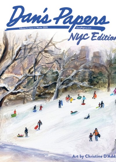 Winter 2026 Dan's Papers NYC Edition cover art by Christine D'Addario