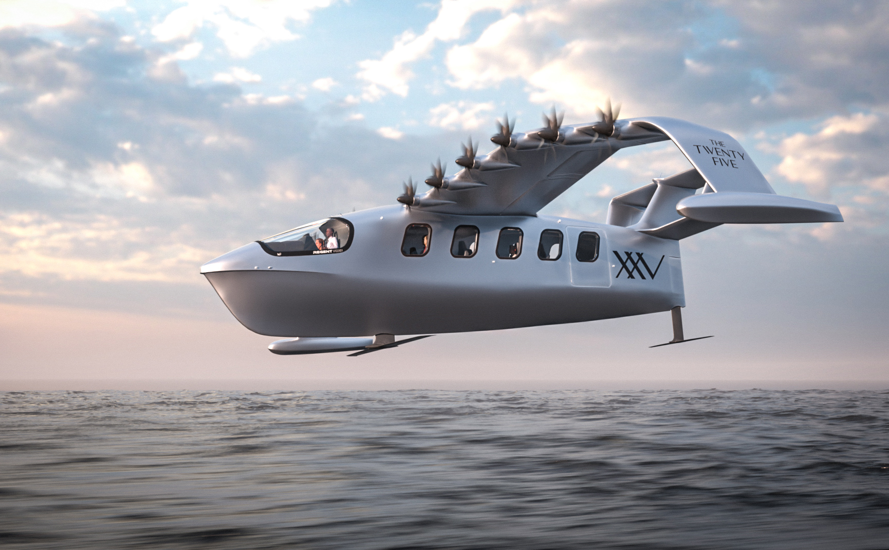 A render of an XXV Seaglider on the move