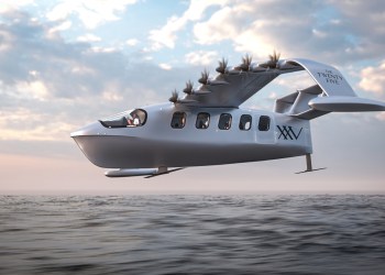 A render of an XXV Seaglider on the move