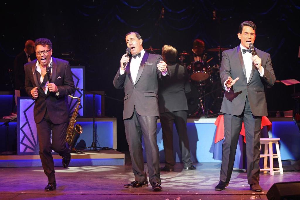 Kyle Diamond (Sammy Davis Jr.), Chris Jason (Frank Sinatra), and Johnny Edwards (Dean Martin) star in The Rat Pack is Back at The Gateway