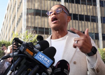 Former CNN anchor Don Lemon speaks to the press as he leaves federal court after an appearance following his arrest for involvement in a protest at a church in Minnesota, in Los Angeles, California, U.S., January 30, 2026. REUTERS/Jill Connelly