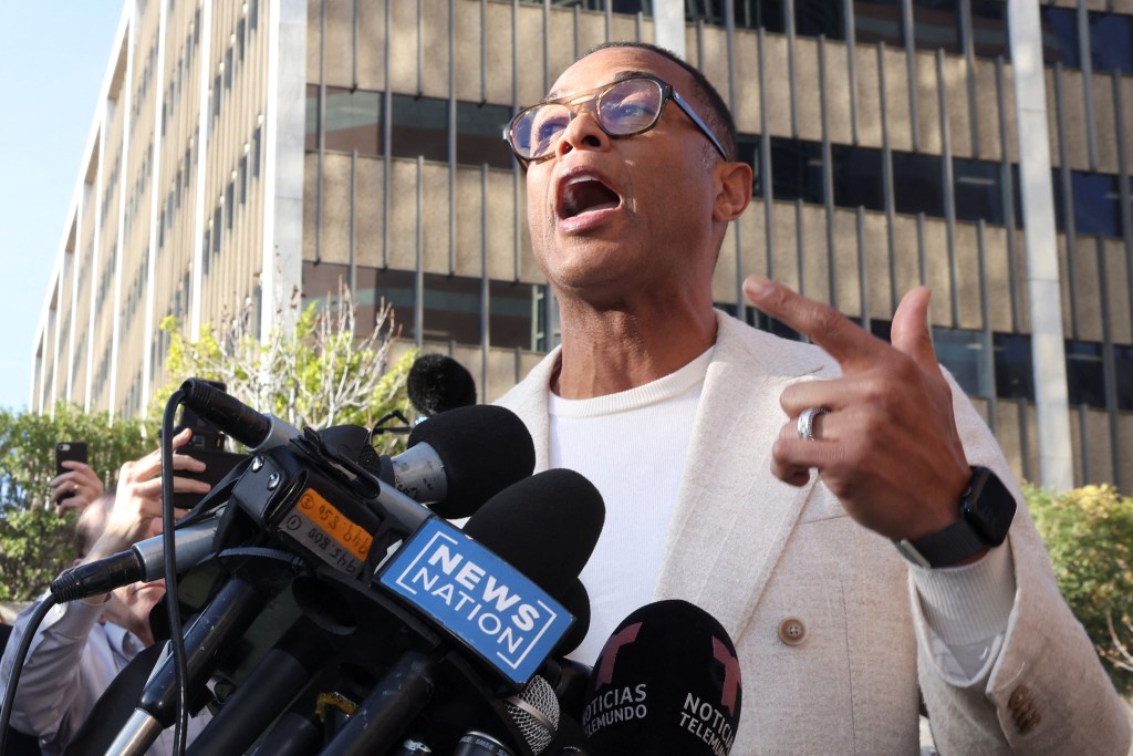 Former CNN anchor Don Lemon speaks to the press as he leaves federal court after an appearance following his arrest for involvement in a protest at a church in Minnesota, in Los Angeles, California, U.S., January 30, 2026. REUTERS/Jill Connelly
