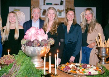 Erin Tully, Rita Ellis, Paul Kolinsk, Kerry Wilkie, Chef Megan Huylo, Chef Lauren Lombardi, Joe Coleman at the hamptonBride.com North Fork launch party.