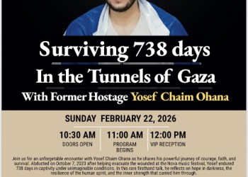 Yosef Chaim Ohana, who survived 738 days in Hamas captivity after being abducted during the terrorist attacks of Oct. 7, 2023, will give a talk in Sag Harbor on Feb. 22.