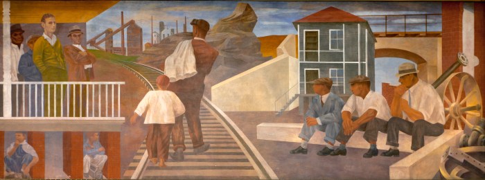 "The Meaning of Social Security." A Ben Shahn mural located inside the Wilbur J. Cohen Federal Building.