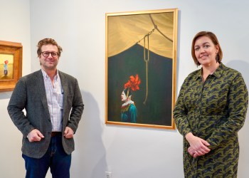 Bridgehampton Museum Collections Manager, Tim Malyk, Owner and Curator of The Christensen Gallery, Theresa Christensen