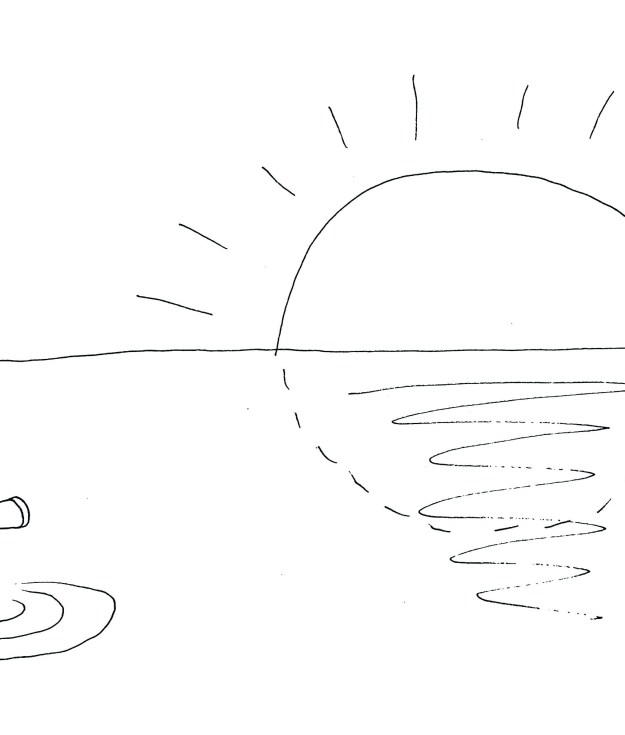 Sunset periscope cartoon by Dan Rattiner