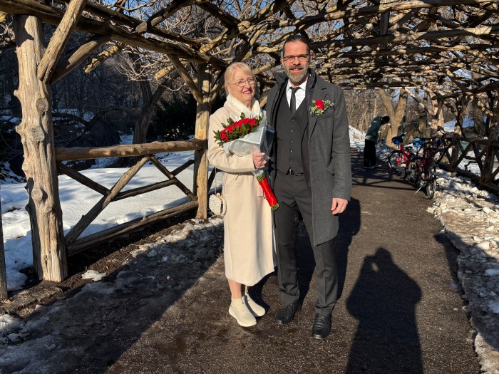 Marie and Goran Wahlstedt (their married names) wed in the Swedish Church in Manhattan and then took pictures in Central Park and elsewhere in the city this Valentine’s Day.