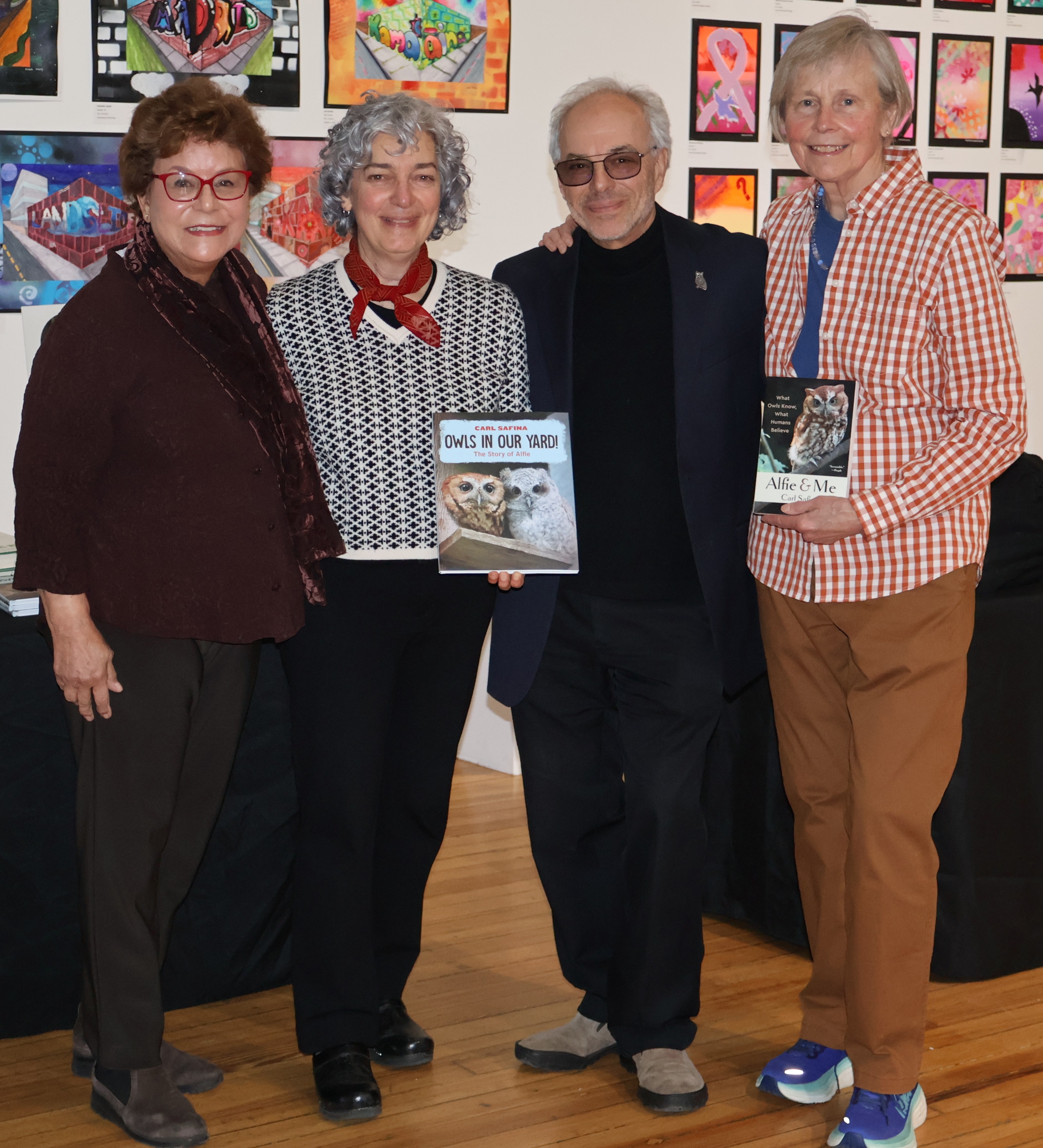 Director Hamptons DocFest Jacqui Lofaro with Mariann Calendrille, Author Carl Safina, Kathryn Szoka
