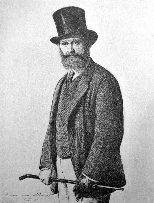 Édouard Manet's portrait from "The History of Painting" book by R. Muter, 1887, St. Petersburg