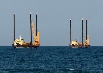 Sunrise Wind liftboats off Smith Point Beach in Shirley