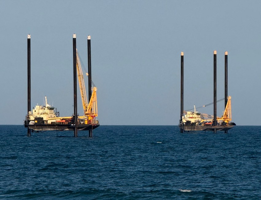 Sunrise Wind liftboats off Smith Point Beach in Shirley