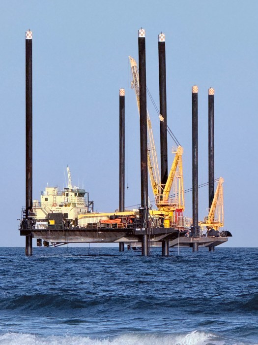 Sunrise Wind liftboats off Smith Point Beach in Shirley