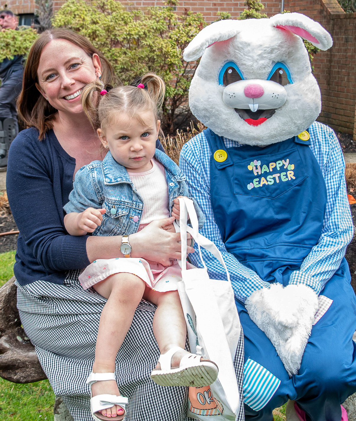 Megan and Orlee Magrum with the Easter Bunny