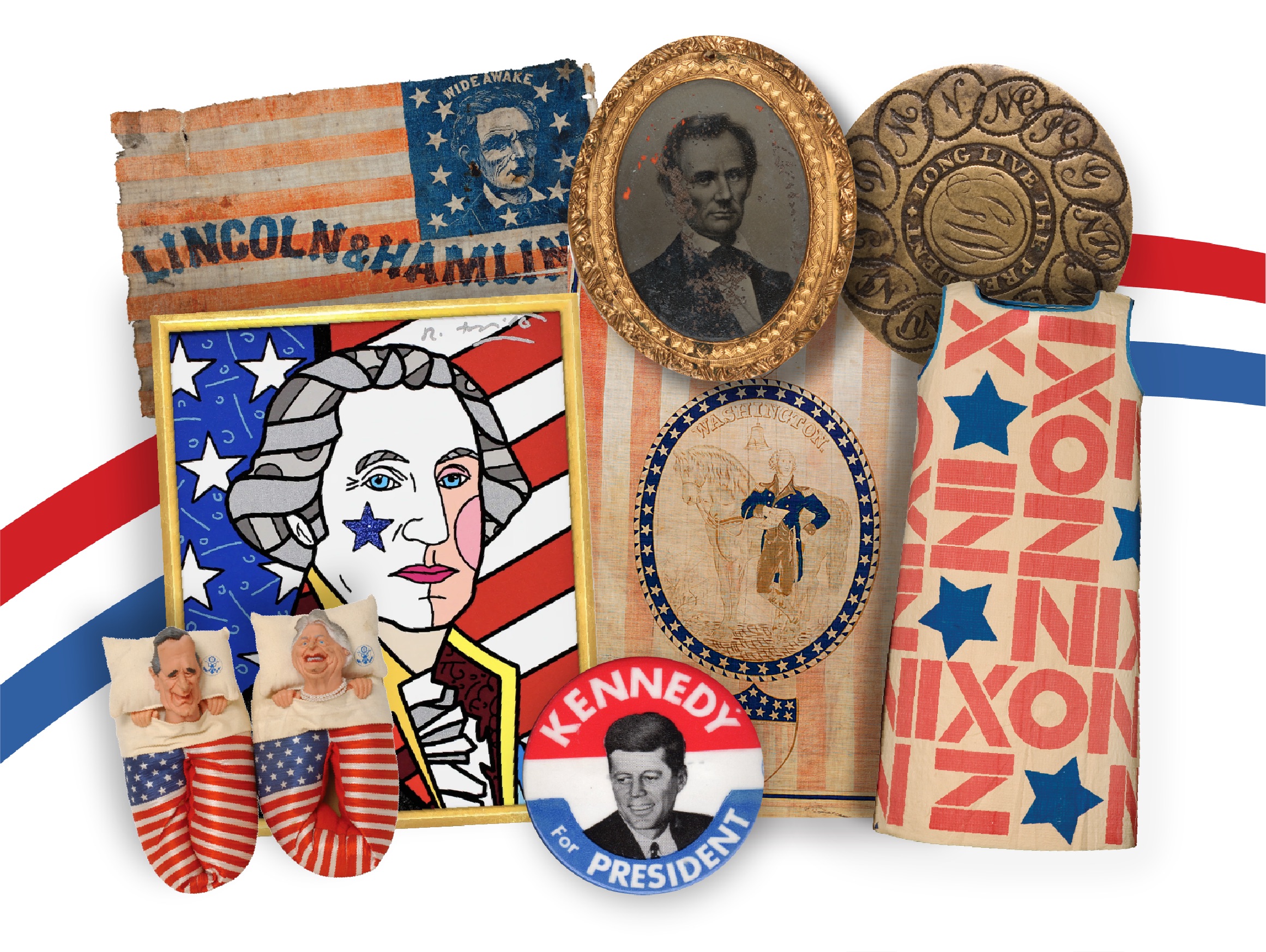Ephemera on display in "The Story of America" at Southampton Arts Center