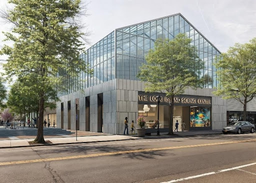 A manufactured image of plans for the 111 East Main Street, Riverhead Science Center site.