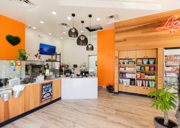 The interior of a SunLife Organics location in Brentwood, California.