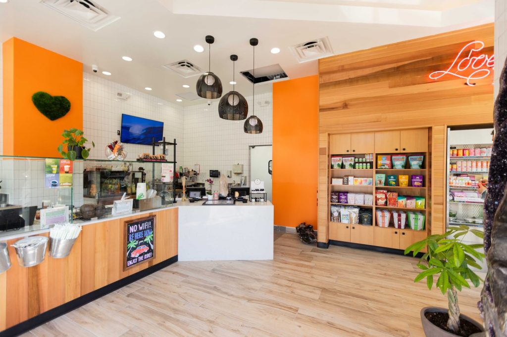 The interior of a SunLife Organics location in Brentwood, California.