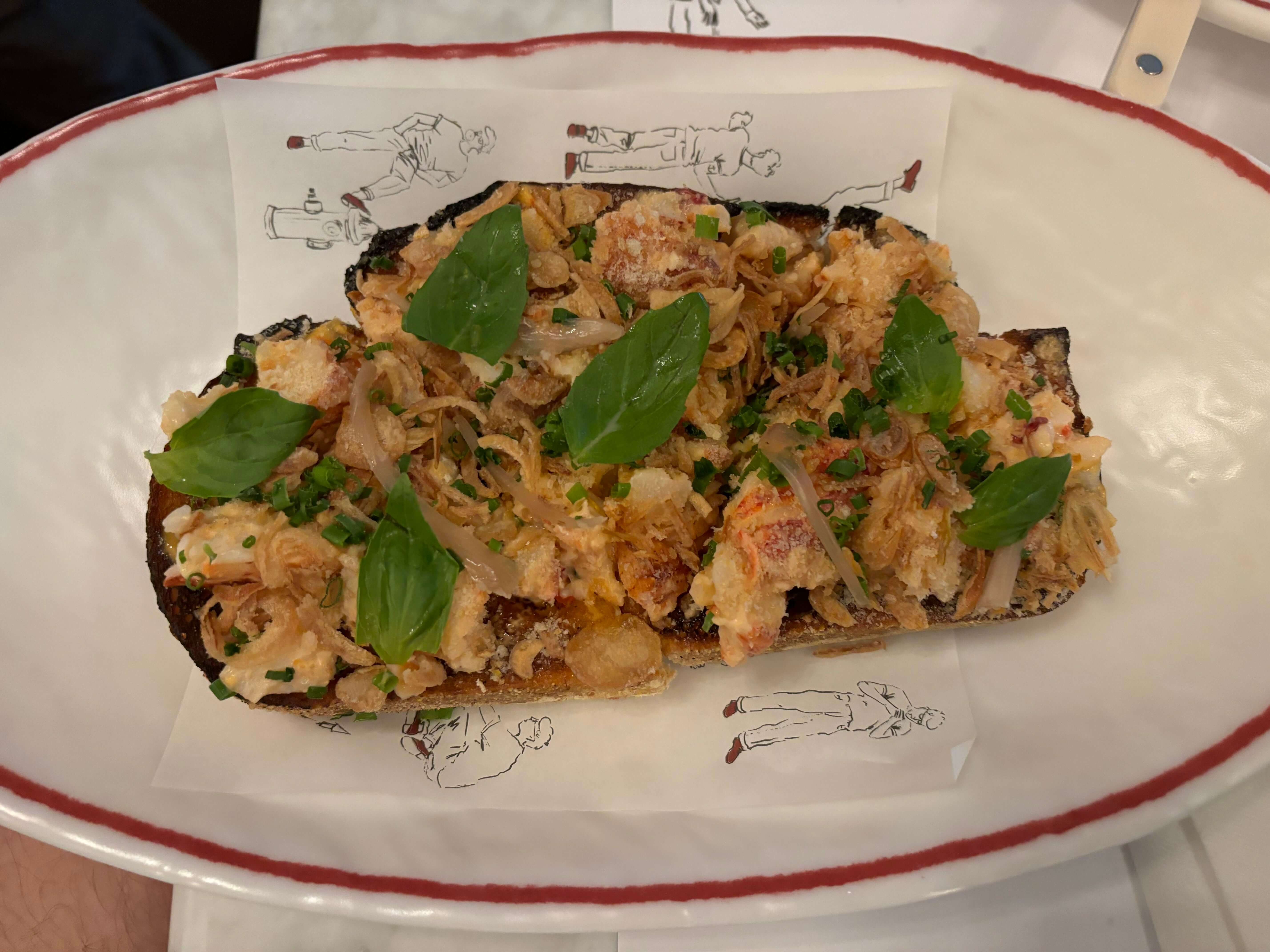 Lobster toast at Charlie Boy, Claudio's