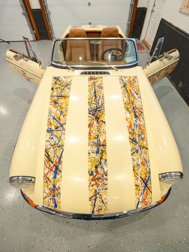 Mark Grimaldi - Pollock 'Convergence' 1969 MGB Sports Car is on view at Hamptons Fine Art Fair
