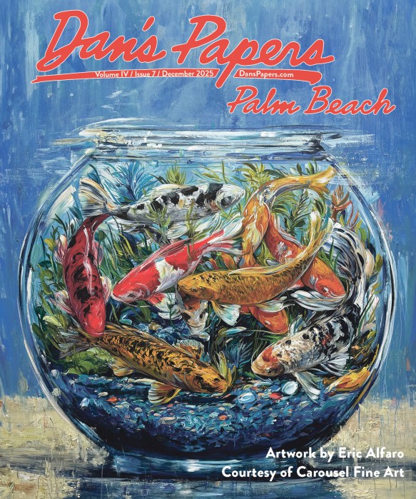 December 2025 Dan's Papers Palm Beach cover art by Eric Alfaro, Courtesy Carousel Fine Art West Palm