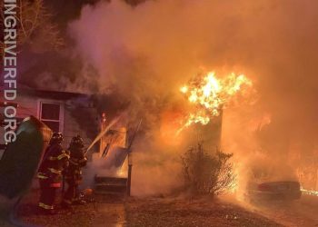 Wading River firefighters respond to the Dec. 2 fire. (WRFD)
