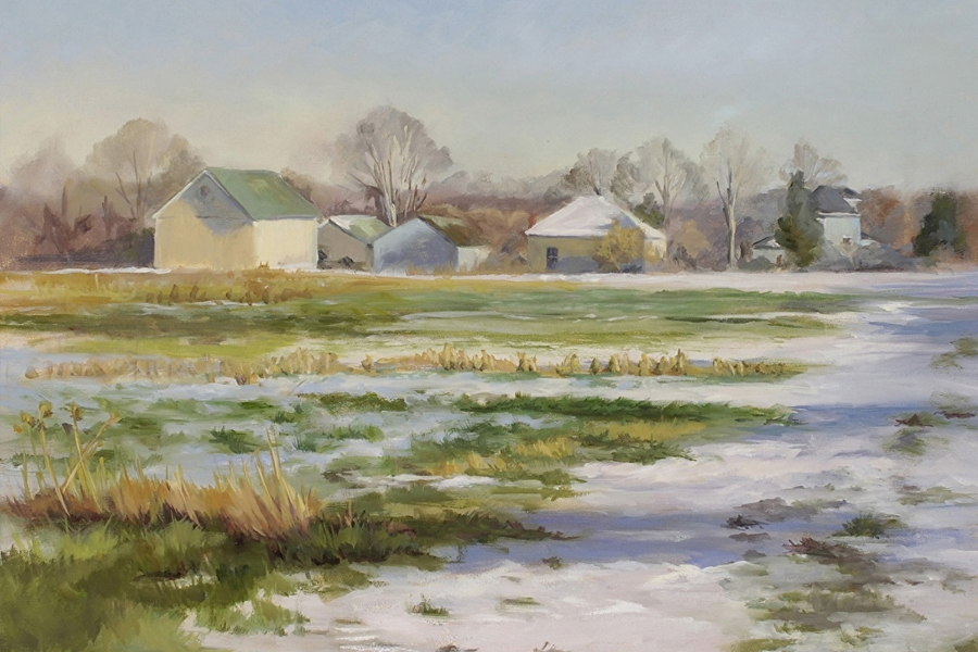 Susan D'Alessio "Late Winter Quogue Farm/Quogue" Oil on linen, 18 x 24 inches